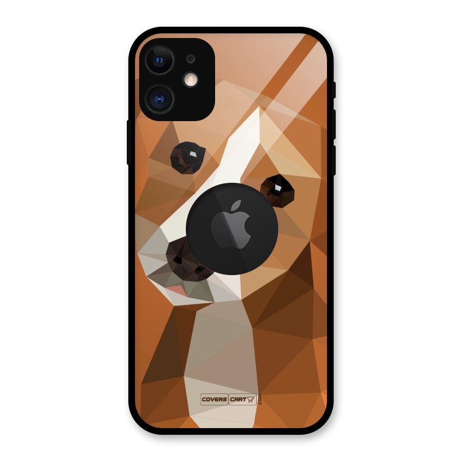 Cute Dog Glass Back Case for iPhone 11 Logo Cut