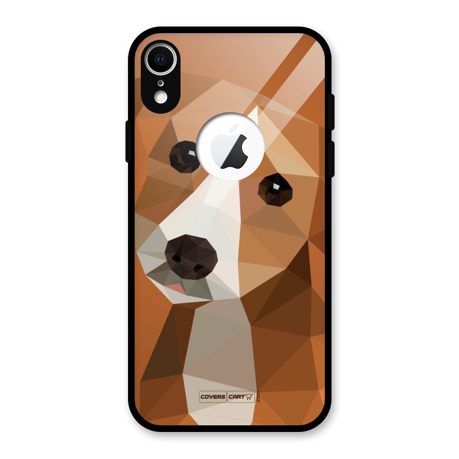 Cute Dog Glass Back Case for iPhone XR Logo Cut