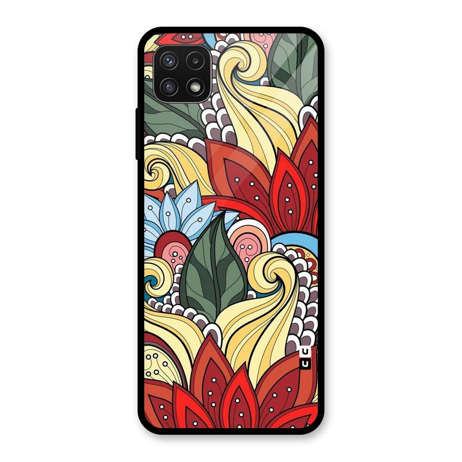 Cute Doodle Glass Back Case for Galaxy A22 5G