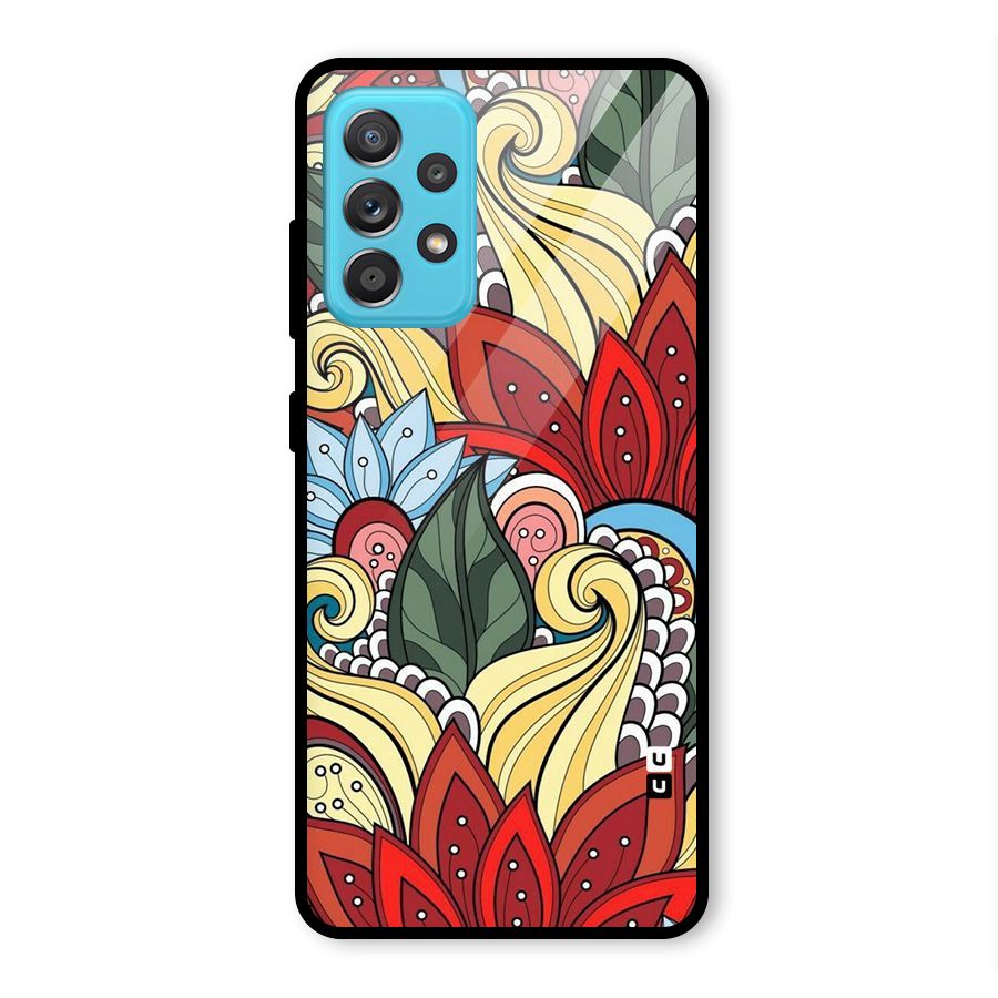 Cute Doodle Glass Back Case for Galaxy A52