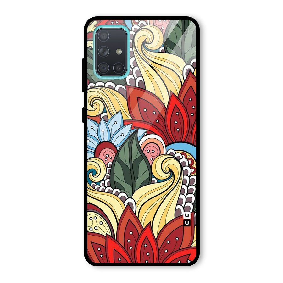 Cute Doodle Glass Back Case for Galaxy A71