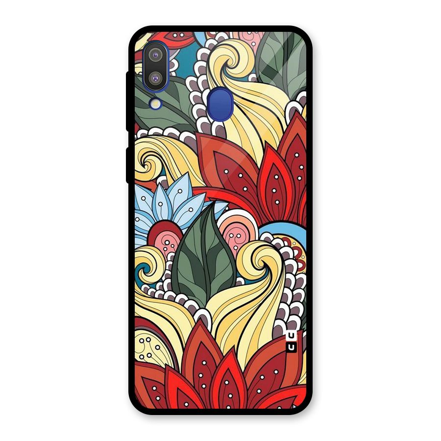 Cute Doodle Glass Back Case for Galaxy M20