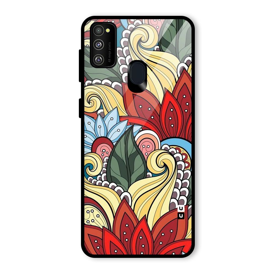 Cute Doodle Glass Back Case for Galaxy M30s