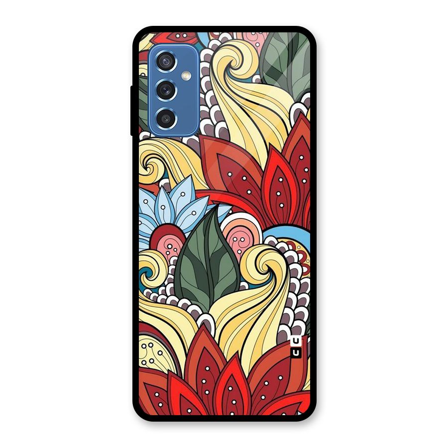 Cute Doodle Glass Back Case for Galaxy M52 5G