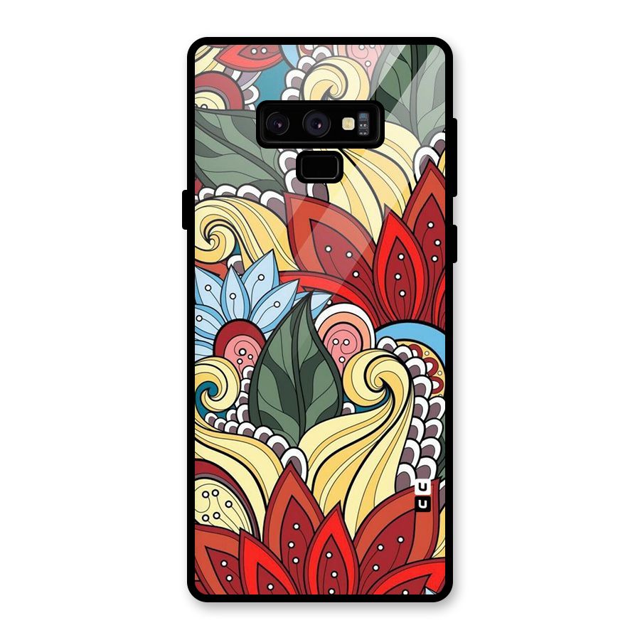 Cute Doodle Glass Back Case for Galaxy Note 9