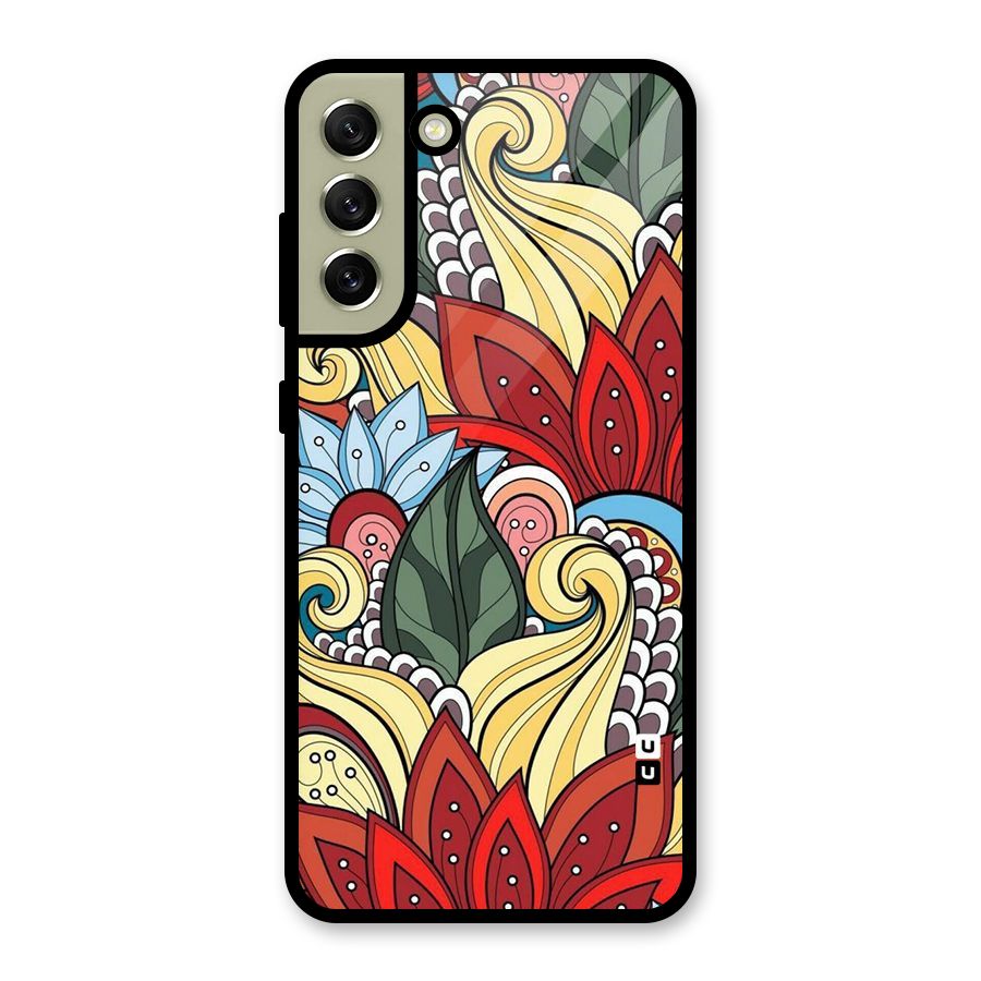 Cute Doodle Glass Back Case for Galaxy S21 FE 5G