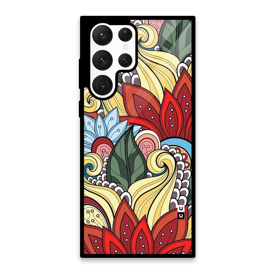 Cute Doodle Glass Back Case for Galaxy S22 Ultra 5G