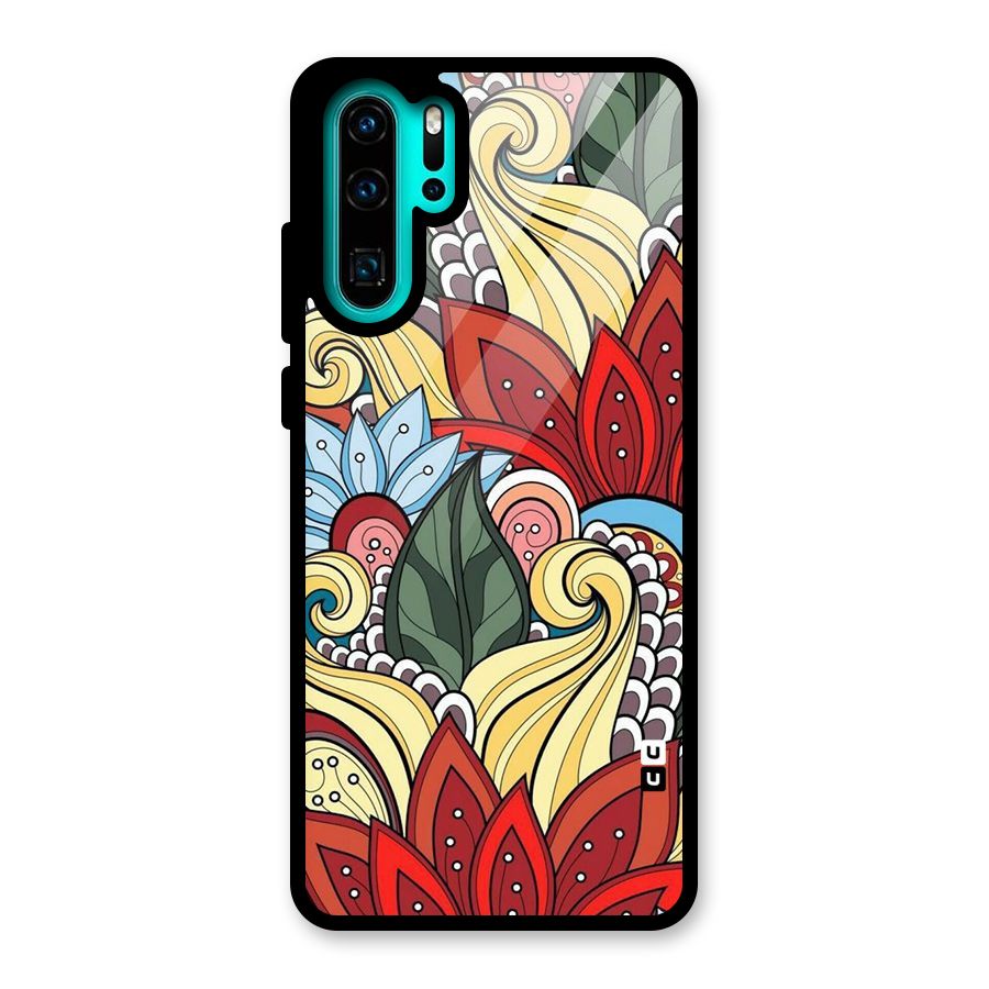 Cute Doodle Glass Back Case for Huawei P30 Pro