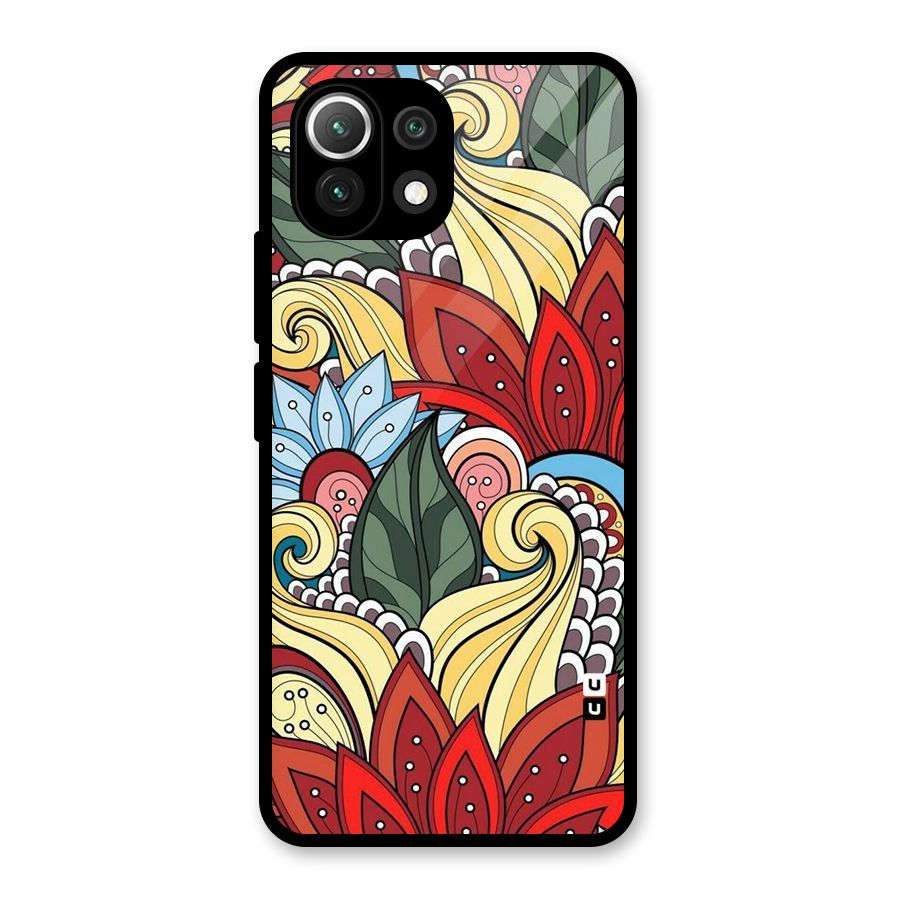 Cute Doodle Glass Back Case for Mi 11 Lite