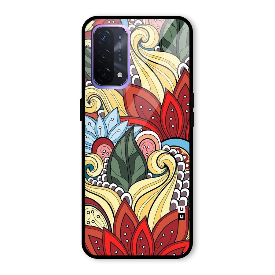 Cute Doodle Glass Back Case for Oppo A74 5G