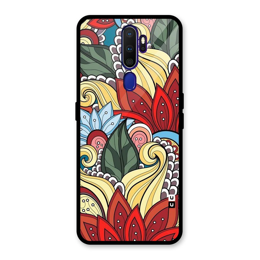 Cute Doodle Glass Back Case for Oppo A9 (2020)
