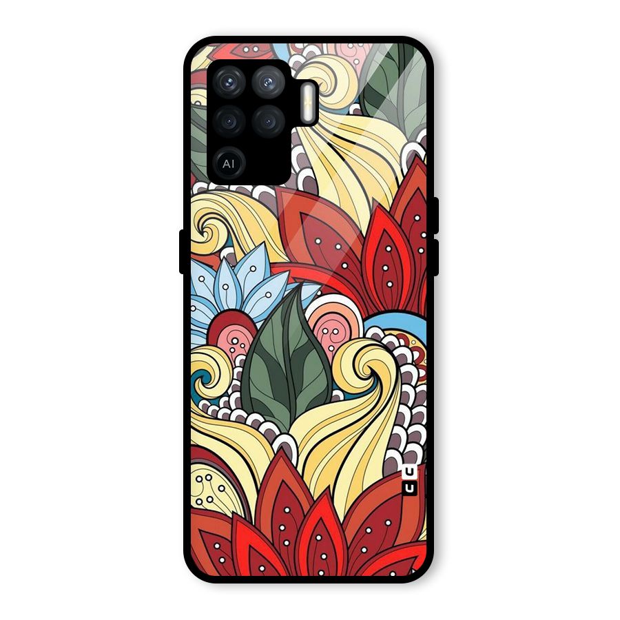 Cute Doodle Glass Back Case for Oppo F19 Pro