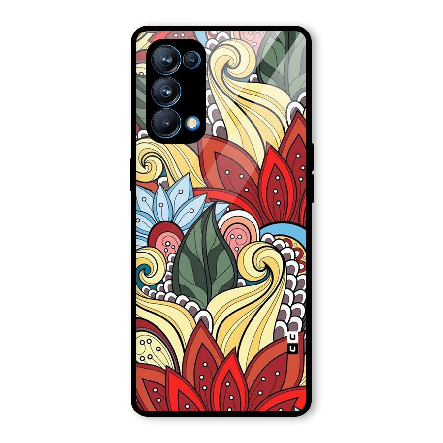 Cute Doodle Glass Back Case for Oppo Reno5 Pro 5G