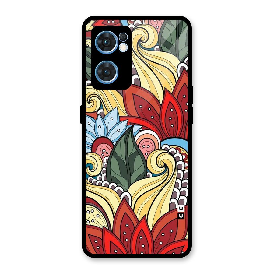 Cute Doodle Glass Back Case for Oppo Reno7 5G