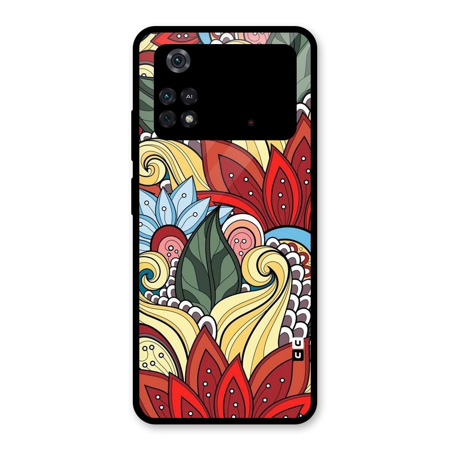 Cute Doodle Glass Back Case for Poco M4 Pro 4G