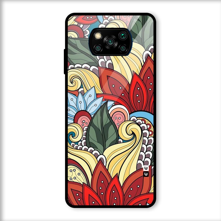Cute Doodle Glass Back Case for Poco X3