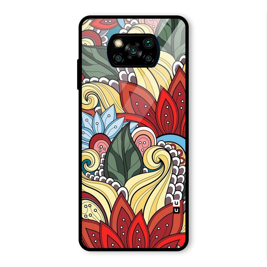 Cute Doodle Glass Back Case for Poco X3 Pro