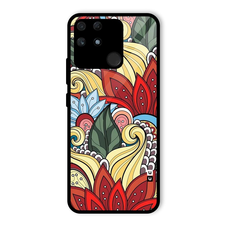 Cute Doodle Glass Back Case for Realme Narzo 50A