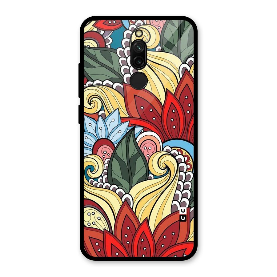 Cute Doodle Glass Back Case for Redmi 8