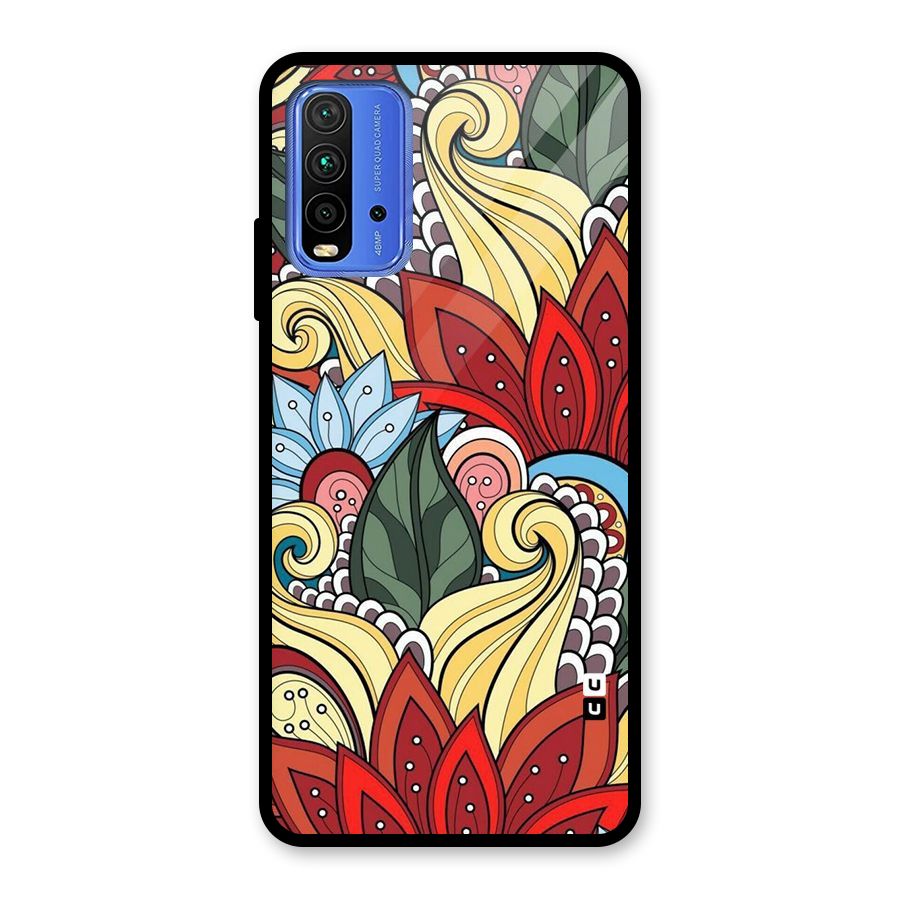 Cute Doodle Glass Back Case for Redmi 9 Power