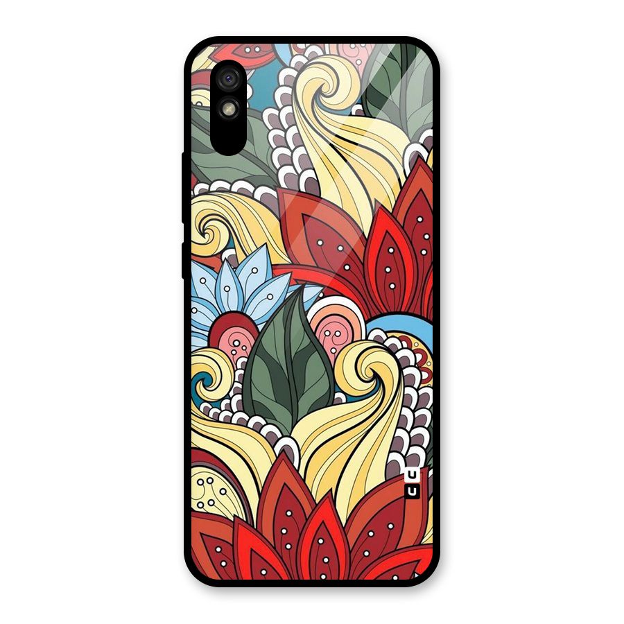 Cute Doodle Glass Back Case for Redmi 9i