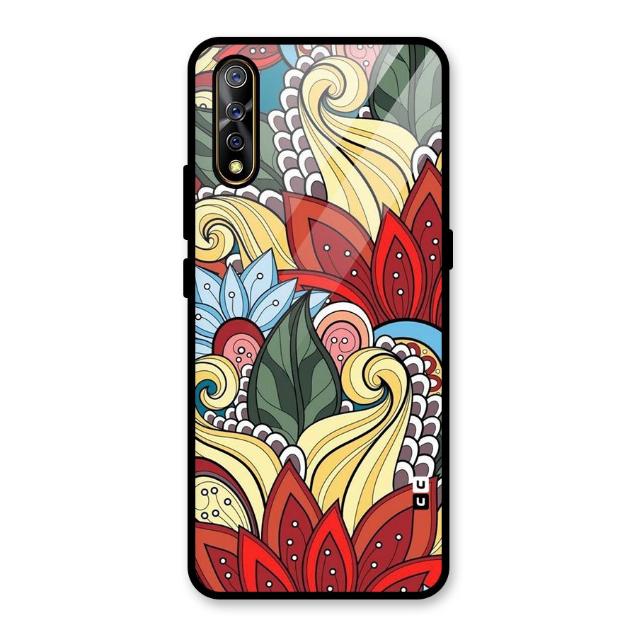 Cute Doodle Glass Back Case for Vivo S1