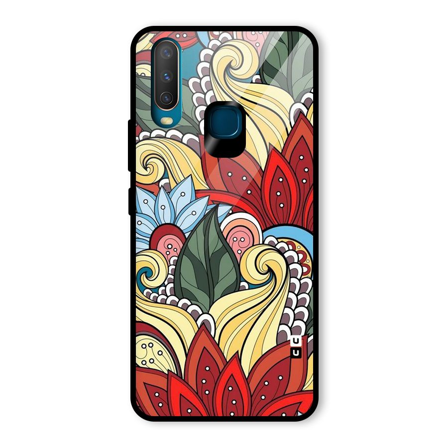 Cute Doodle Glass Back Case for Vivo U10
