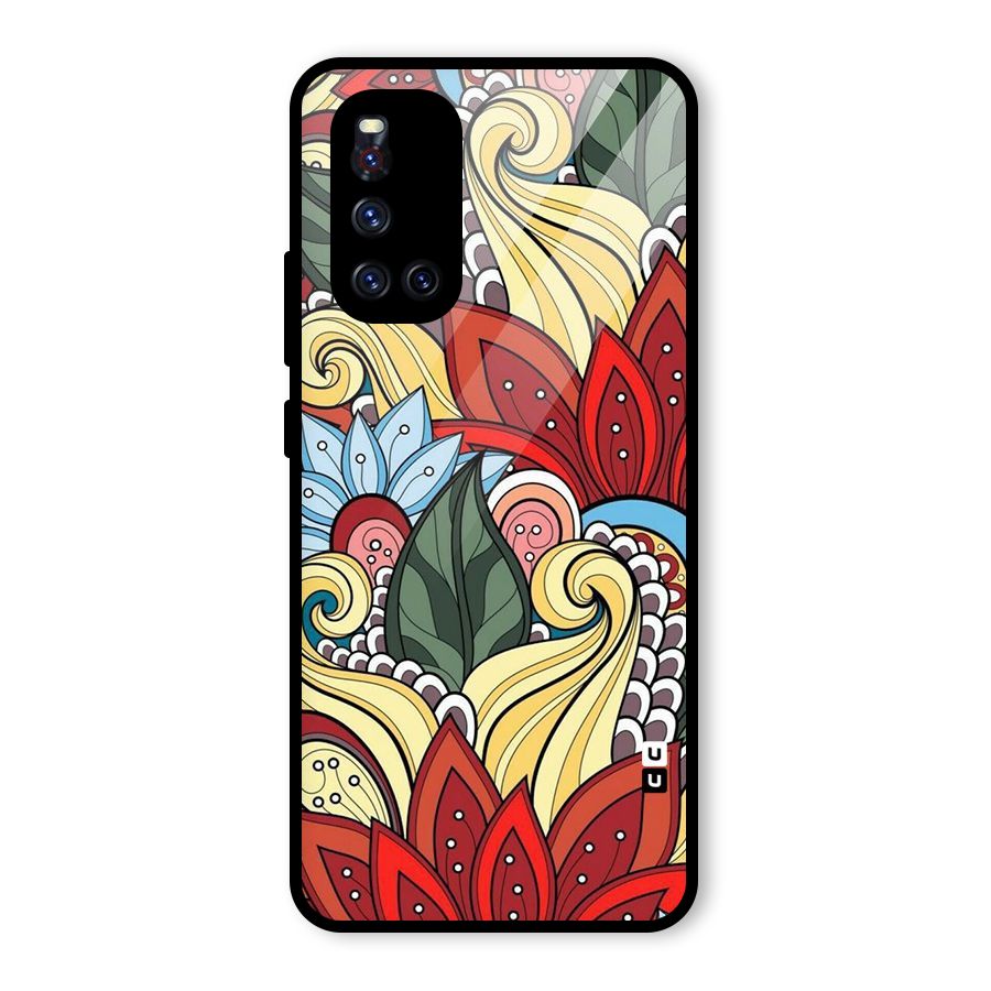 Cute Doodle Glass Back Case for Vivo V19