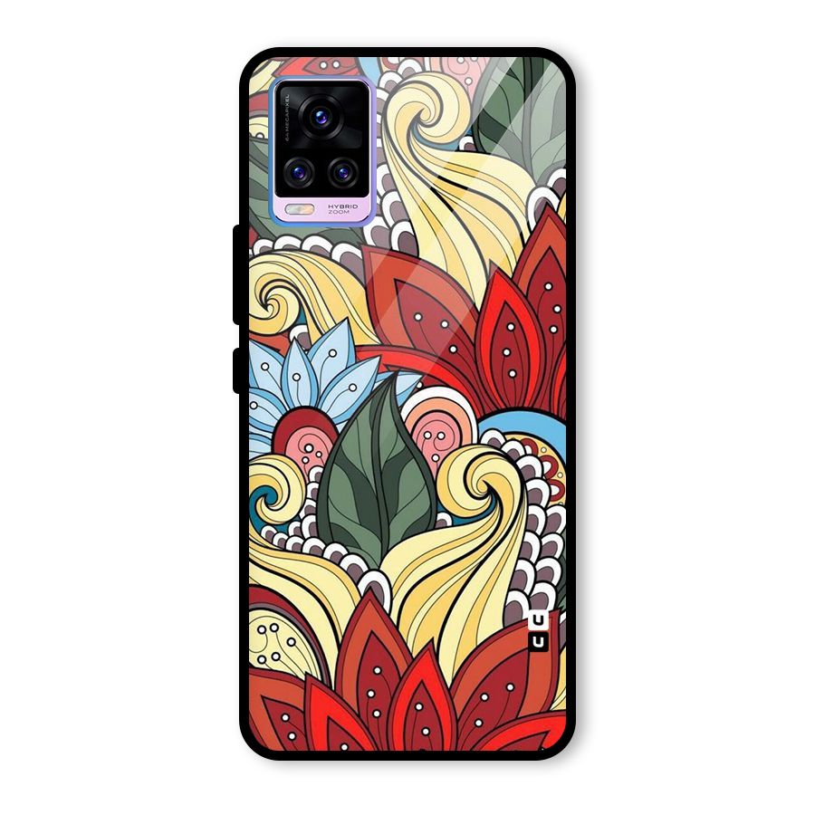 Cute Doodle Glass Back Case for Vivo V20 Pro