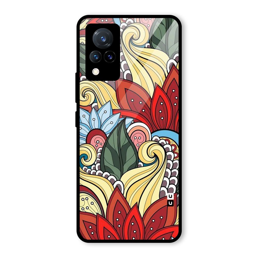 Cute Doodle Glass Back Case for Vivo V21 5G