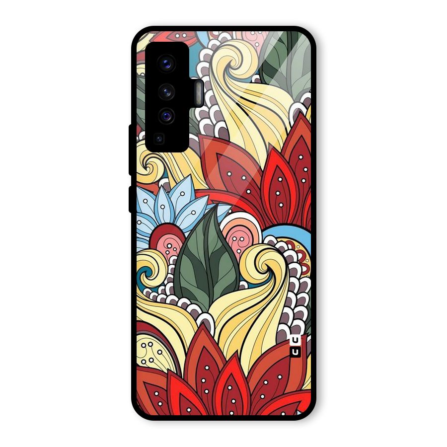 Cute Doodle Glass Back Case for Vivo X50