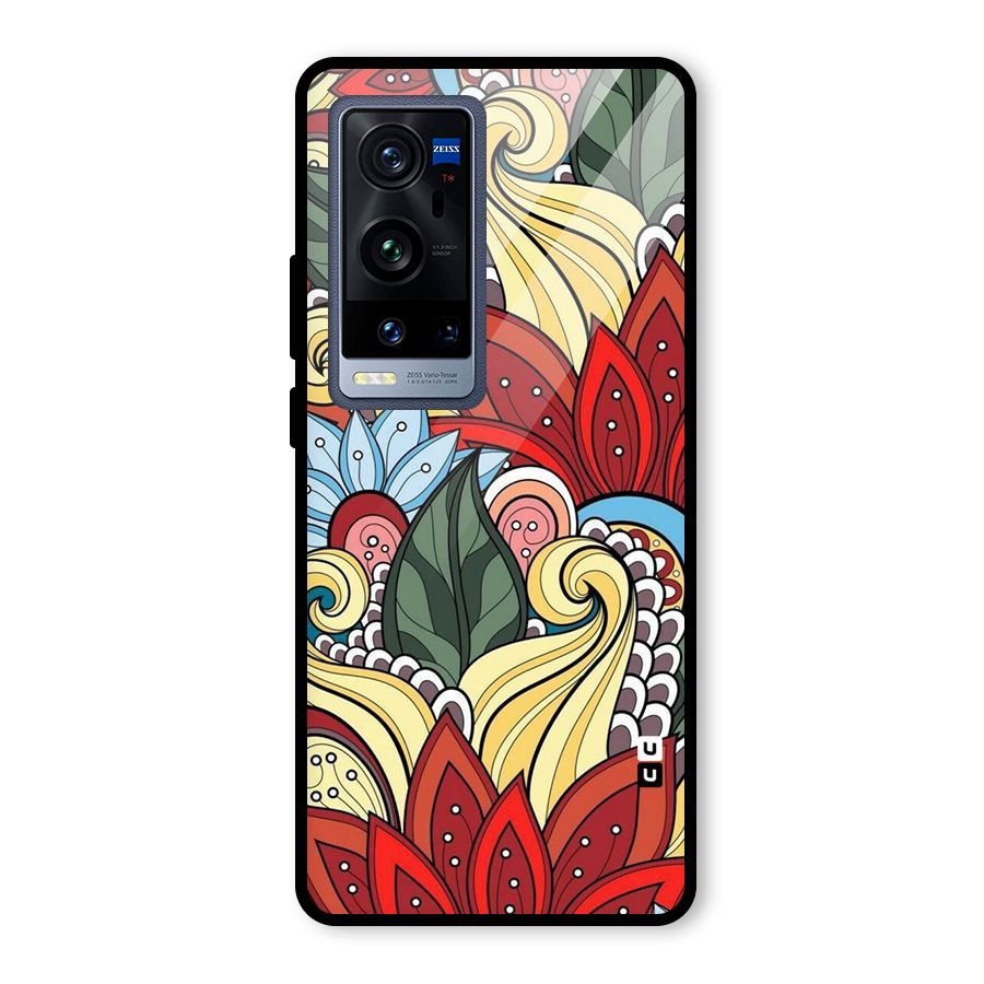 Cute Doodle Glass Back Case for Vivo X60 Pro Plus