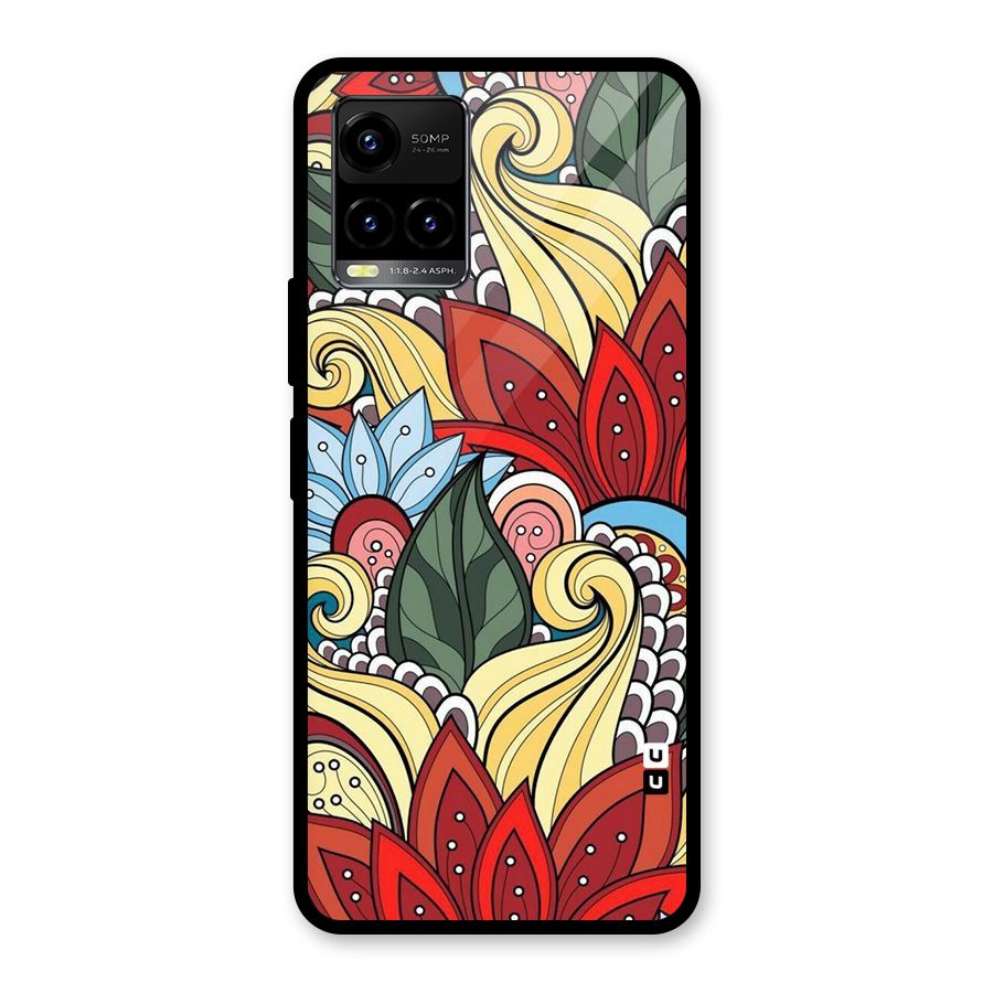 Cute Doodle Glass Back Case for Vivo Y21T