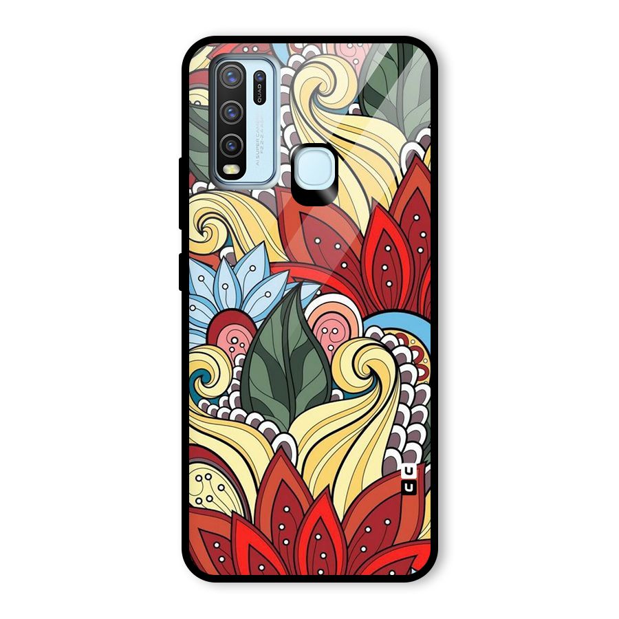 Cute Doodle Glass Back Case for Vivo Y50