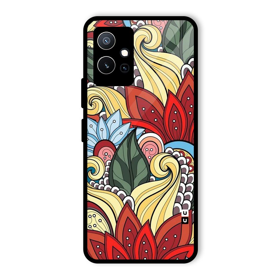 Cute Doodle Glass Back Case for Vivo Y75 5G