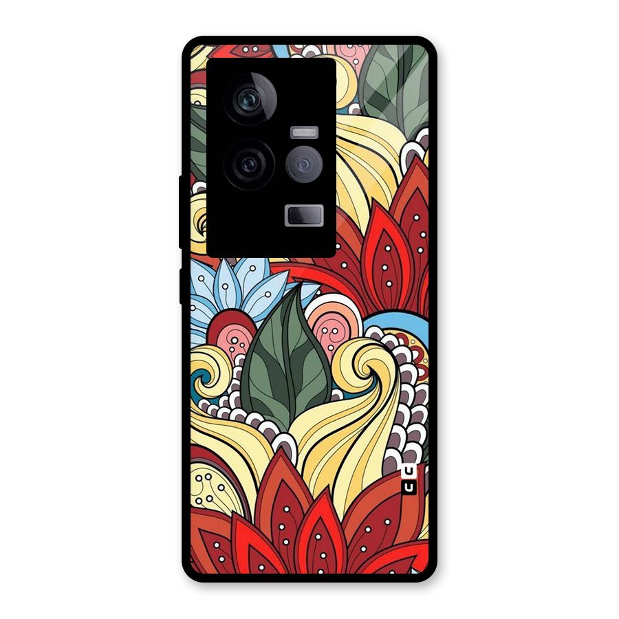 Cute Doodle Glass Back Case for Vivo iQOO 11 5G