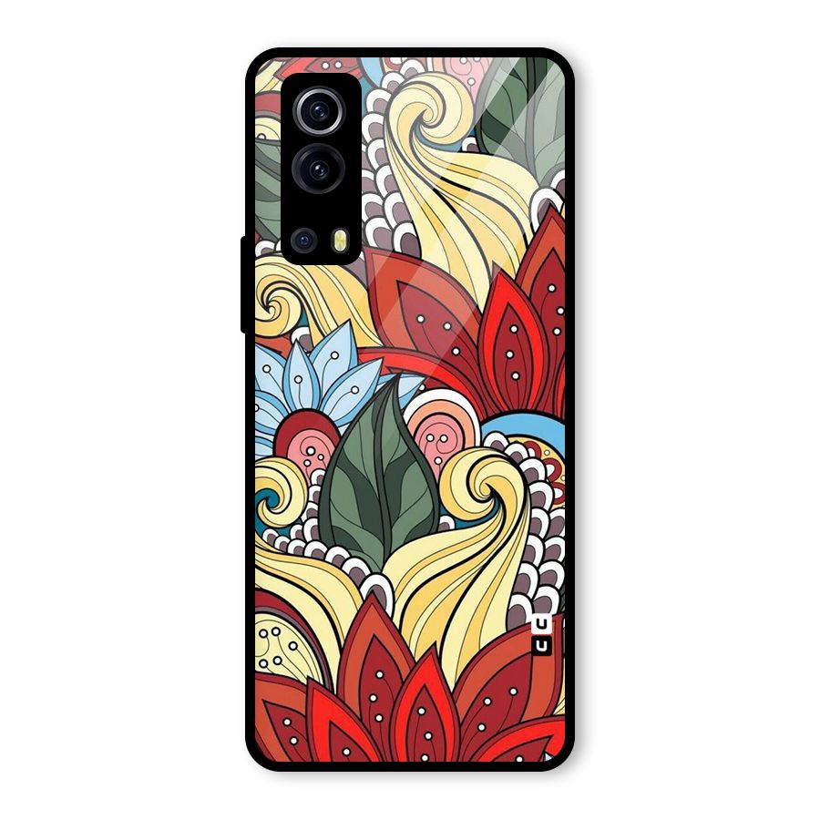 Cute Doodle Glass Back Case for Vivo iQOO Z3