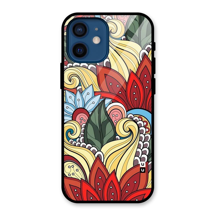 Cute Doodle Glass Back Case for iPhone 12 Mini
