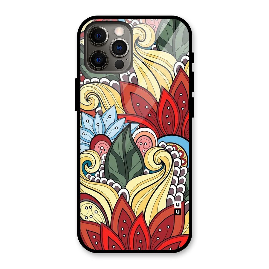 Cute Doodle Glass Back Case for iPhone 12 Pro