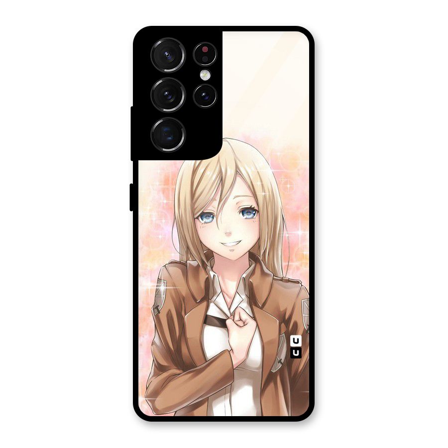 Cute Girl Art Glass Back Case for Galaxy S21 Ultra 5G