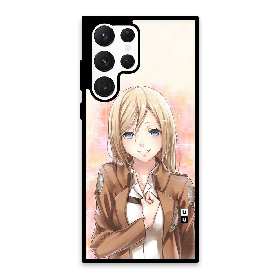 Cute Girl Art Glass Back Case for Galaxy S22 Ultra 5G