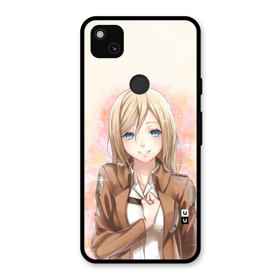 Cute Girl Art Glass Back Case for Google Pixel 4a