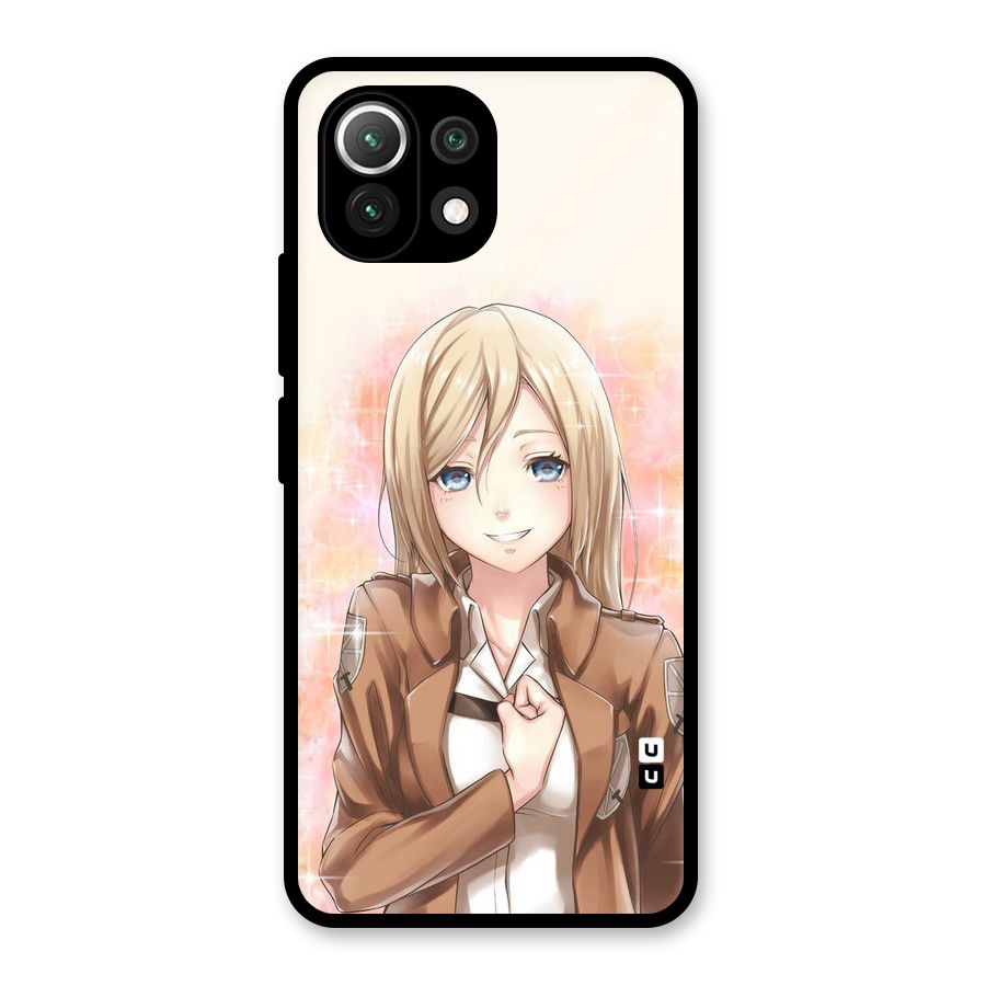 Cute Girl Art Glass Back Case for Mi 11 Lite