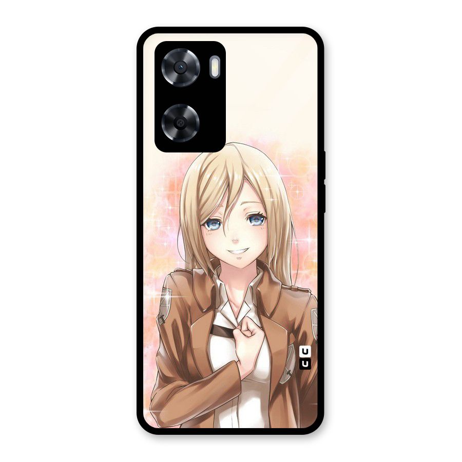 Cute Girl Art Glass Back Case for Oppo A57 2022