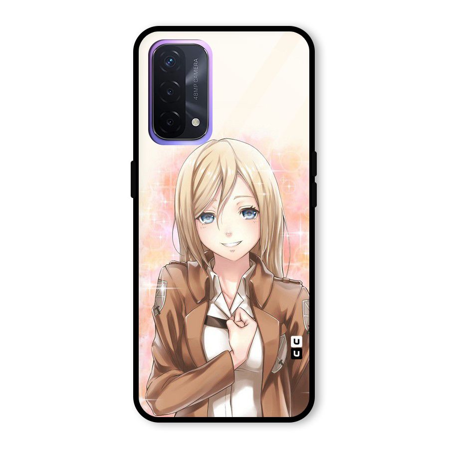 Cute Girl Art Glass Back Case for Oppo A74 5G