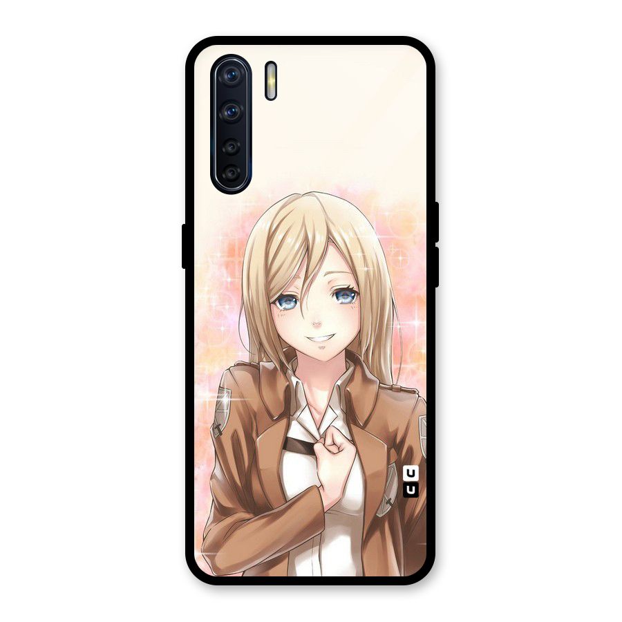 Cute Girl Art Glass Back Case for Oppo F15