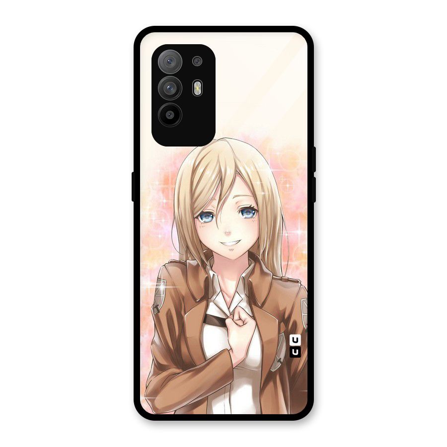 Cute Girl Art Glass Back Case for Oppo F19 Pro Plus 5G