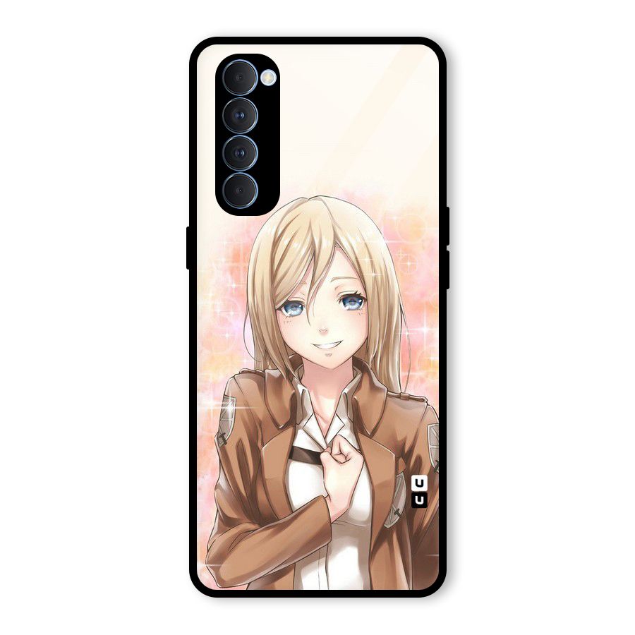 Cute Girl Art Glass Back Case for Oppo Reno4 Pro