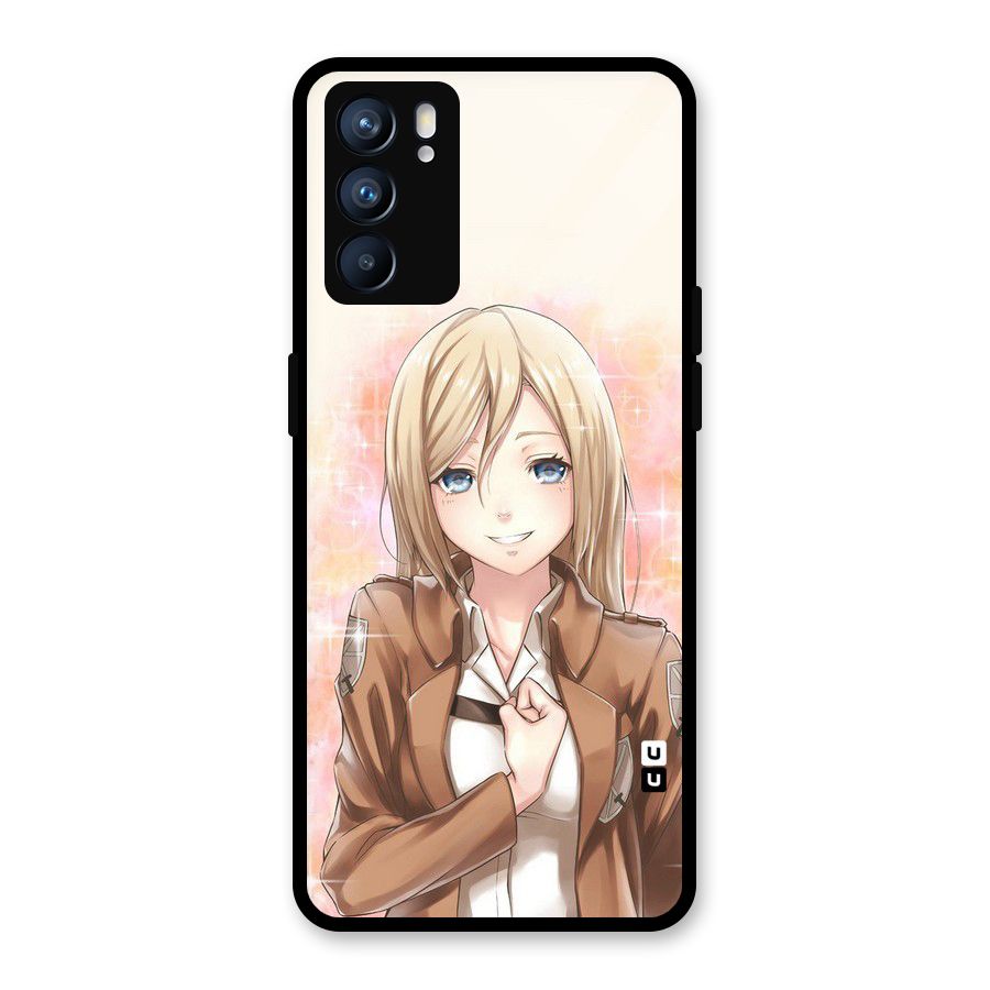 Cute Girl Art Glass Back Case for Oppo Reno6 5G