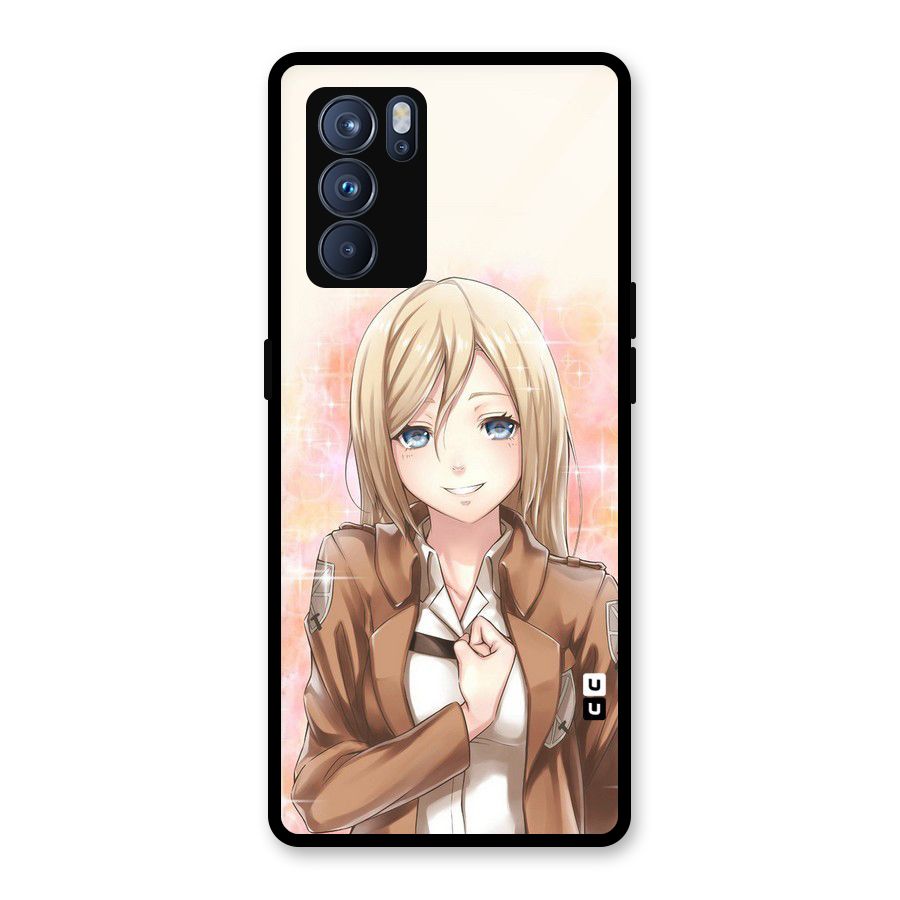 Cute Girl Art Glass Back Case for Oppo Reno6 Pro 5G